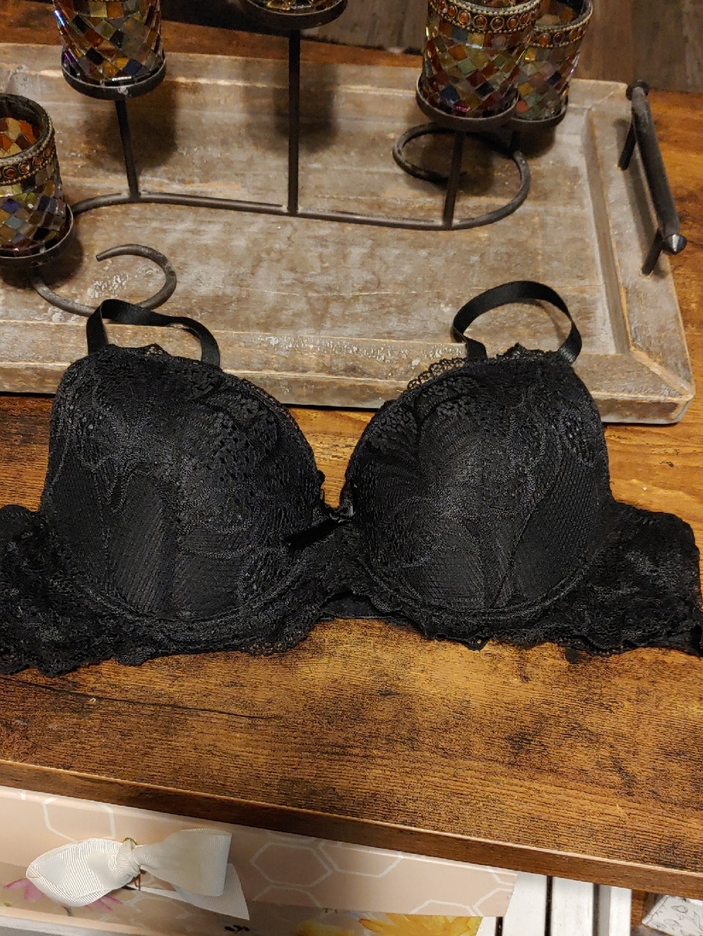 Sexy 38C NWOT B.LUXE Black Lace Stunning Padded Underwire Push Up Bra
